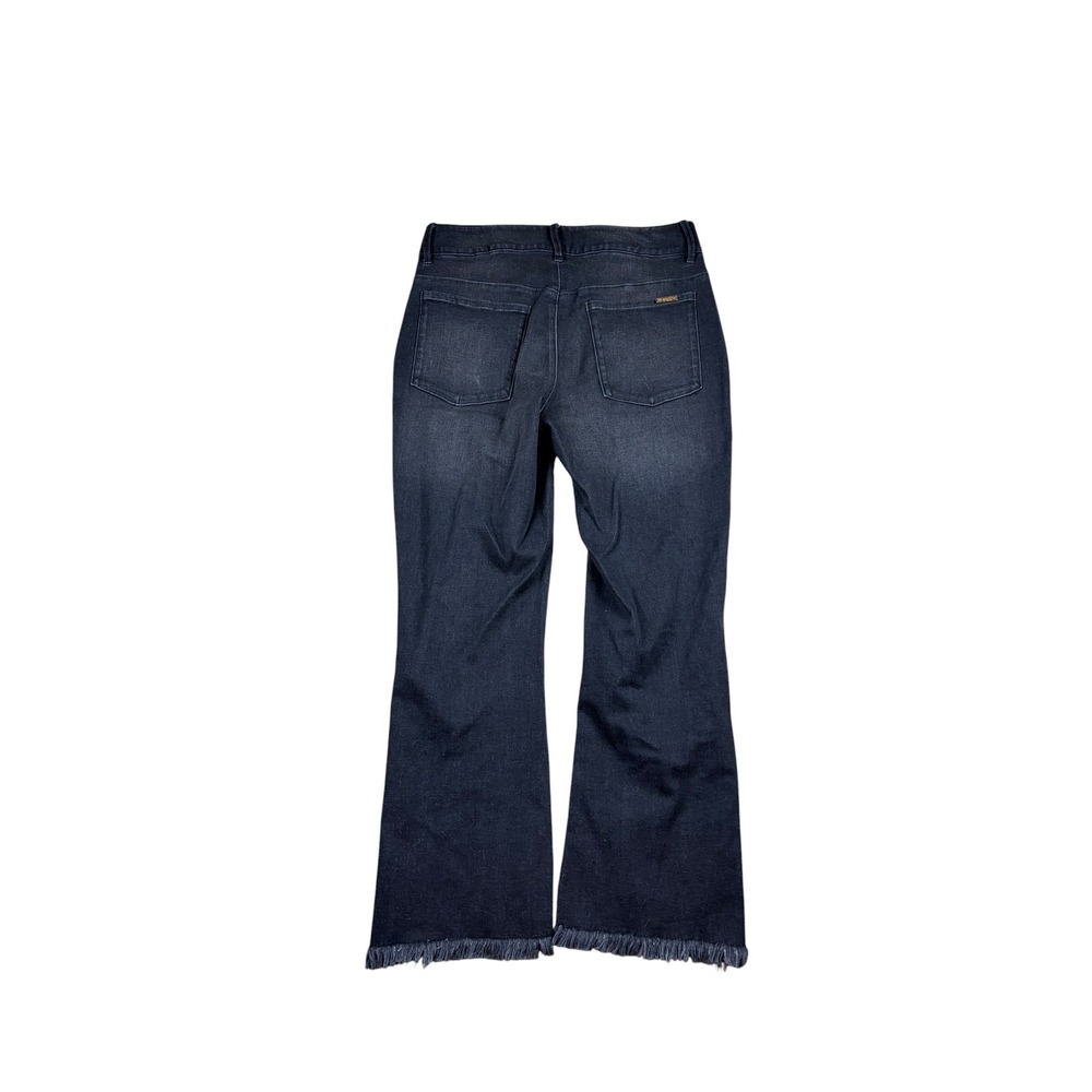 Spartina 449 Womens Dark Wash black flare raw Hem Jeans Size 4 High Rise Patch - Picture 2 of 5